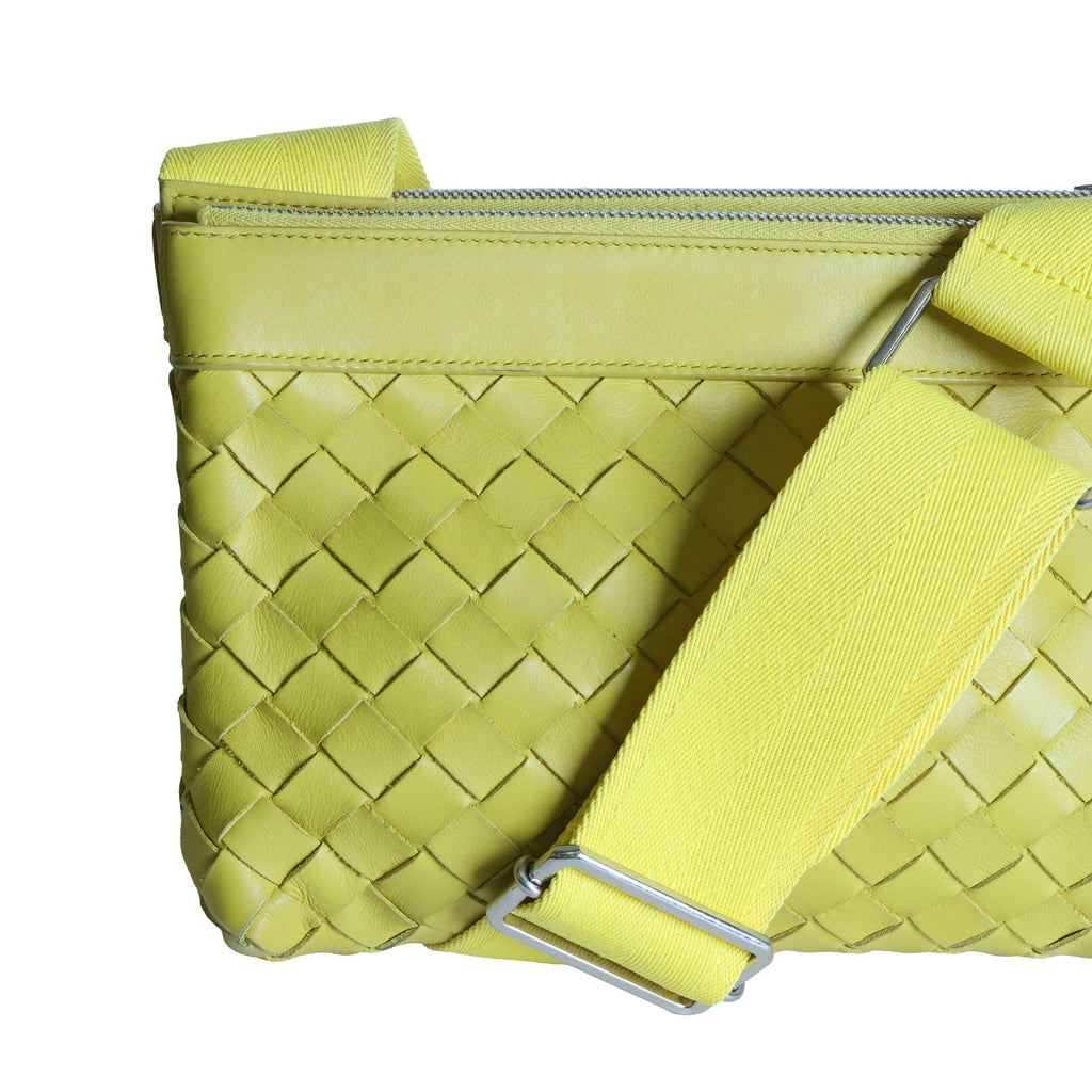 Preloved BOTTEGA VENETA Intrecciato Leather Duo Crossbody Bag Yellow | Luxe Again Maison