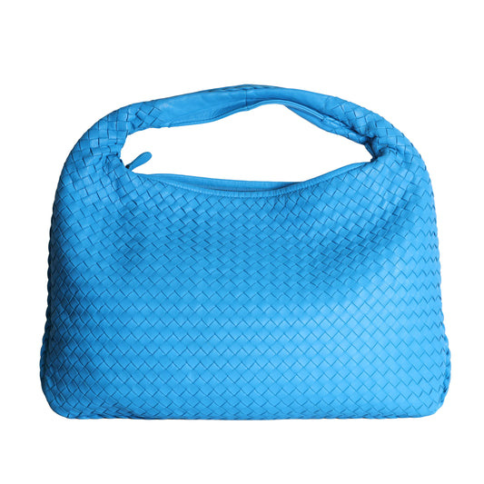Preloved BOTTEGA VENETA Intrecciato Nappa Leather Hobo Bag Blue | Luxe Again Maison