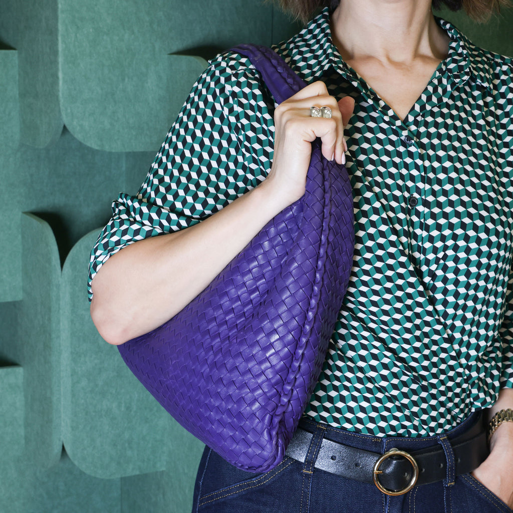 Preloved BOTTEGA VENETA Intrecciato Nappa Leather Hobo Shoulder Bag Purple | Luxe Again Maison