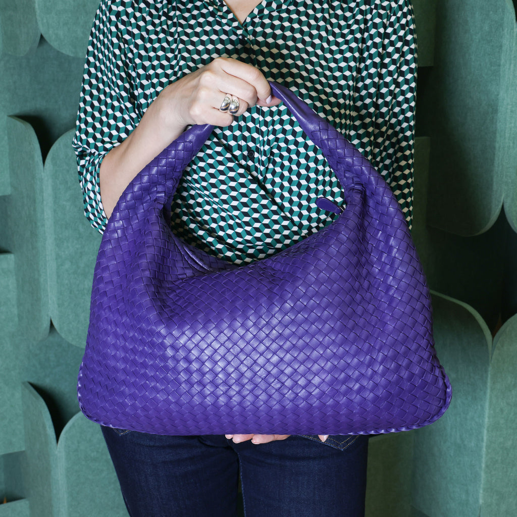 Preloved BOTTEGA VENETA Intrecciato Nappa Leather Hobo Shoulder Bag Purple | Luxe Again Maison