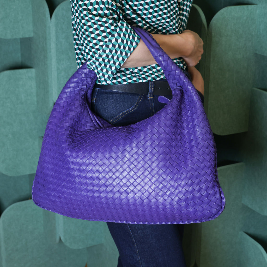 Preloved BOTTEGA VENETA Intrecciato Nappa Leather Hobo Shoulder Bag Purple | Luxe Again Maison