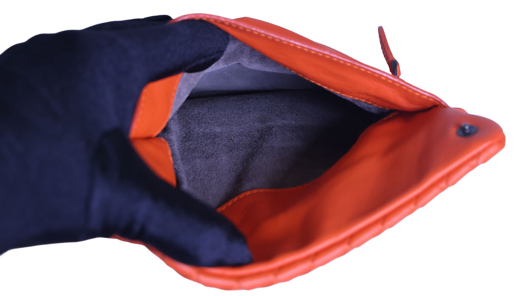 BOTTEGA VENETA Intrecciato Nappa Leather Small Chain Cross Body Bag Orange