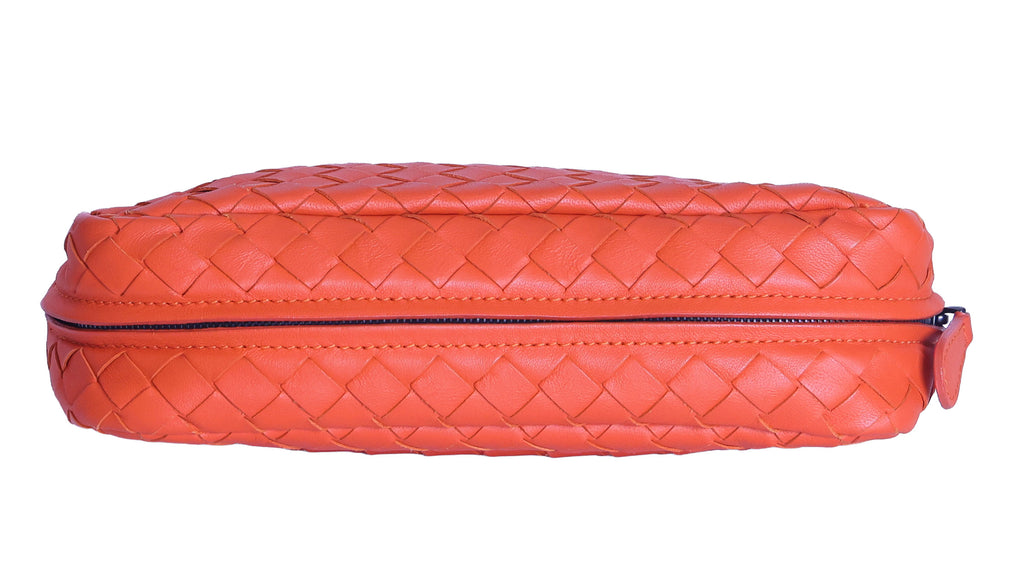 BOTTEGA VENETA Intrecciato Nappa Leather Small Chain Cross Body Bag Orange