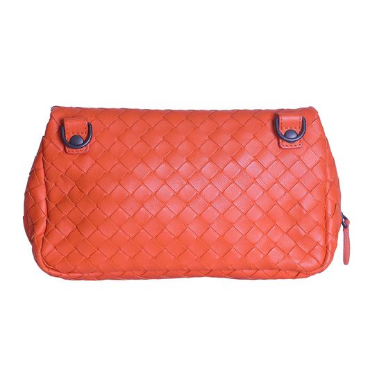 BOTTEGA VENETA Intrecciato Nappa Leather Small Chain Cross Body Bag Orange