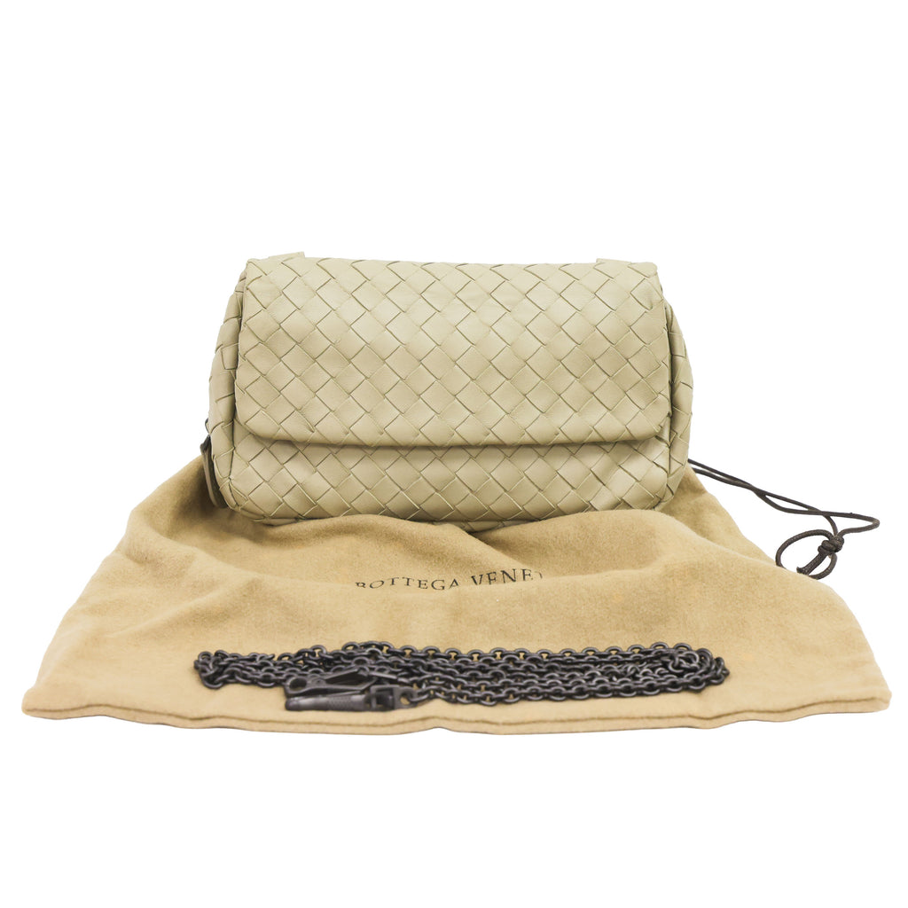 Preloved BOTTEGA VENETA Intrecciato Nappa Leather Small Chain Cross Body Bag Beige | Luxe Again Maison
