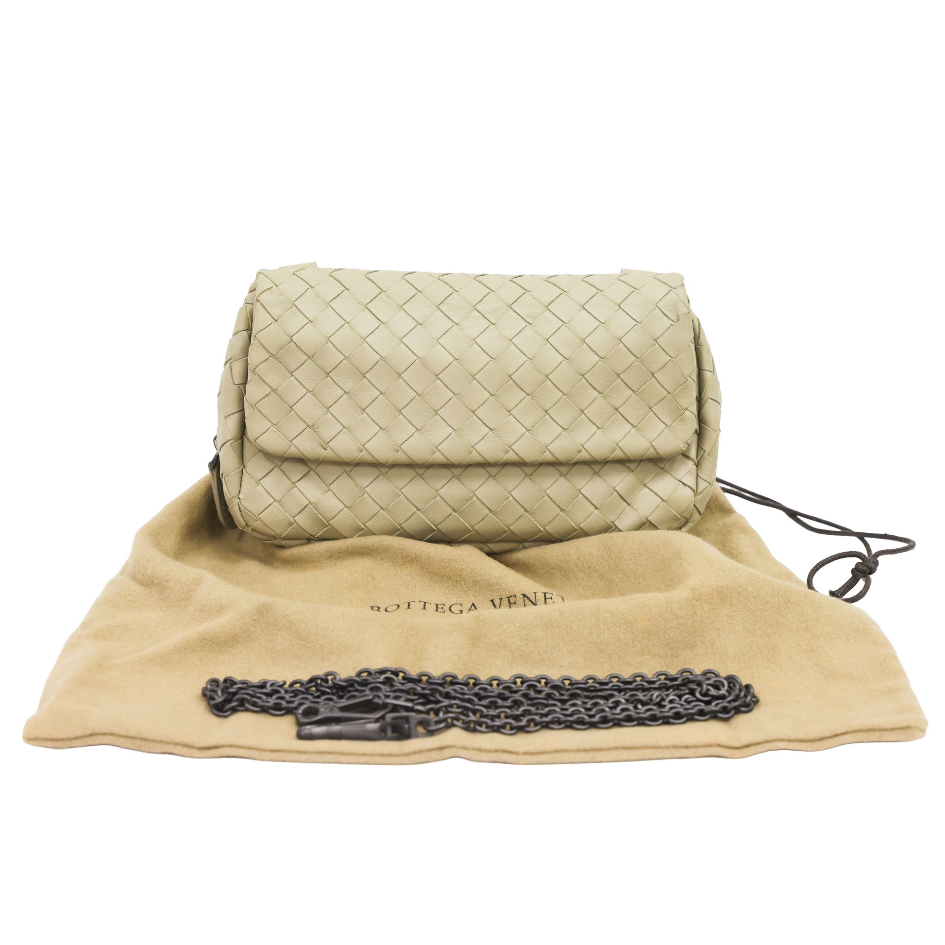 Preloved BOTTEGA VENETA Intrecciato Nappa Leather Small Chain Cross Body Bag Beige | Luxe Again Maison