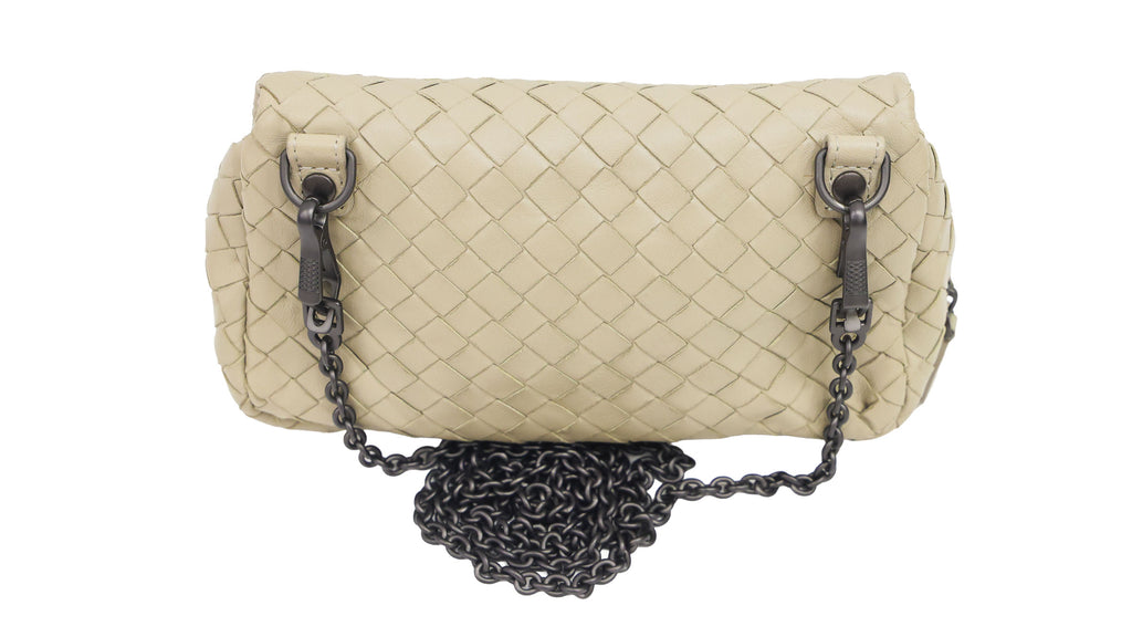 Preloved BOTTEGA VENETA Intrecciato Nappa Leather Small Chain Cross Body Bag Beige | Luxe Again Maison
