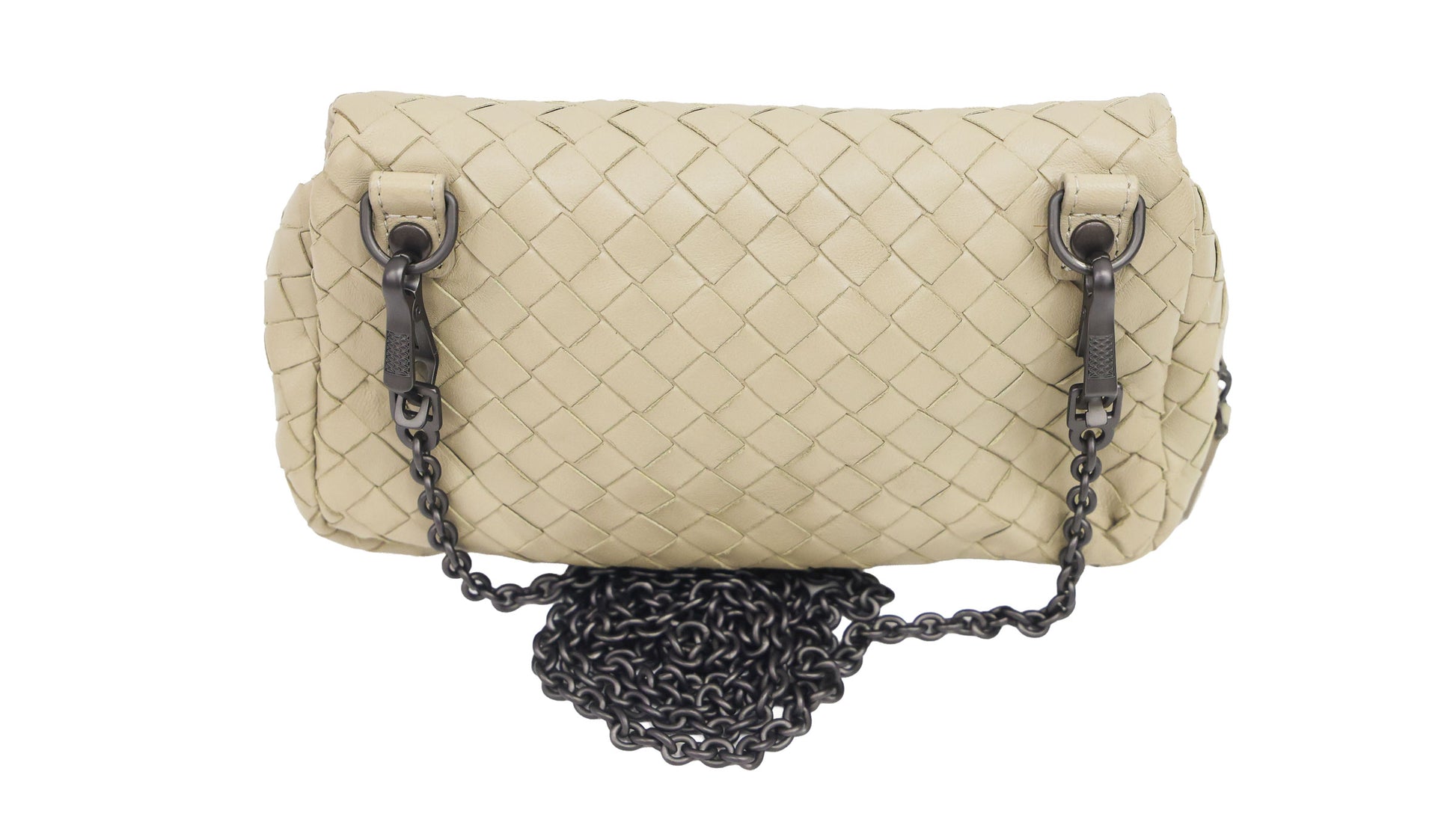 Preloved BOTTEGA VENETA Intrecciato Nappa Leather Small Chain Cross Body Bag Beige | Luxe Again Maison