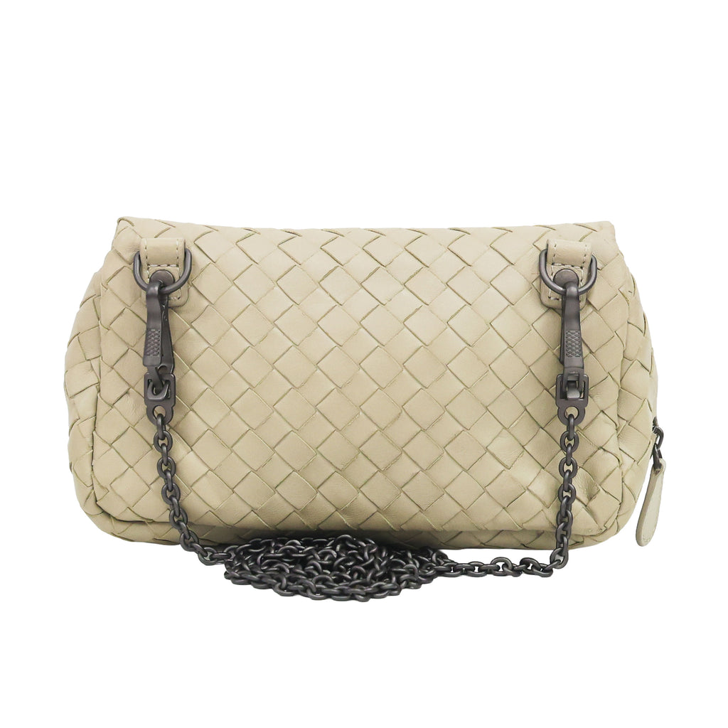 Preloved BOTTEGA VENETA Intrecciato Nappa Leather Small Chain Cross Body Bag Beige | Luxe Again Maison