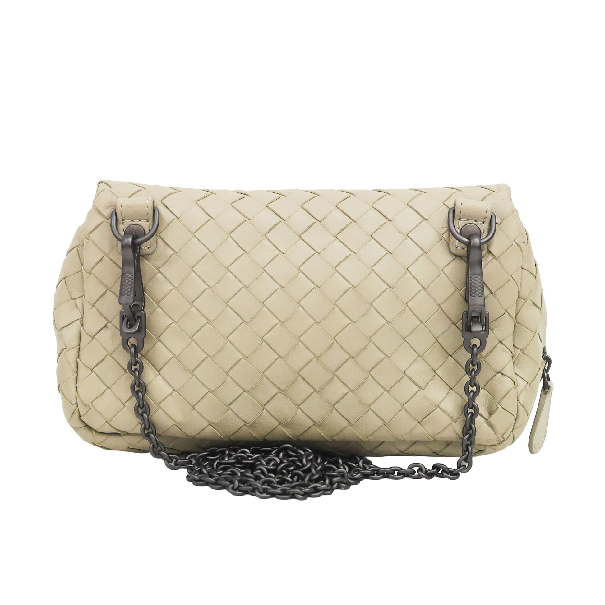 Preloved BOTTEGA VENETA Intrecciato Nappa Leather Small Chain Cross Body Bag Beige | Luxe Again Maison