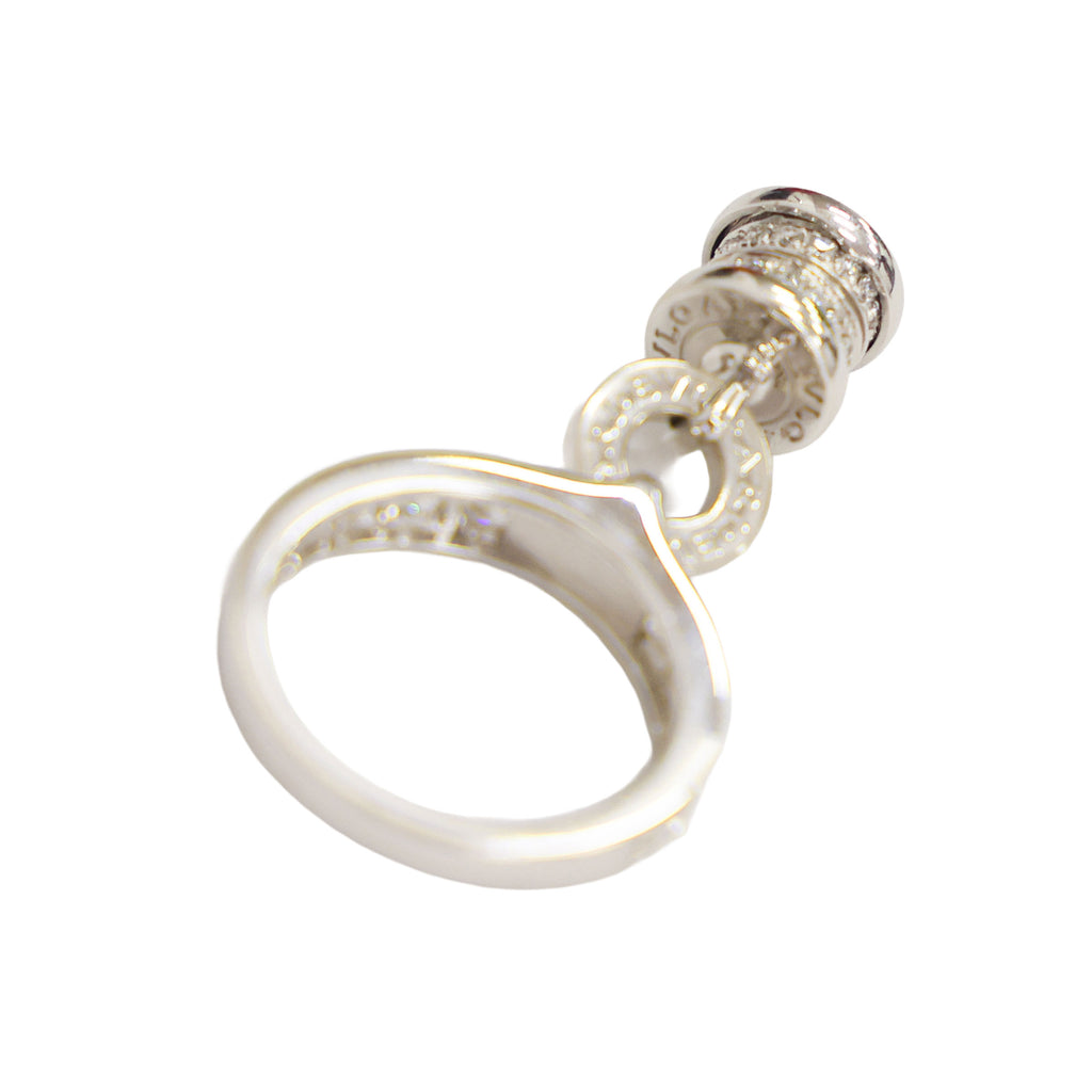 Preloved BVLGARI B-ZERO1 Element Dangle Charm 18K White Gold w Diamonds Ring Size #8 6.1g | Luxe Again Maison
