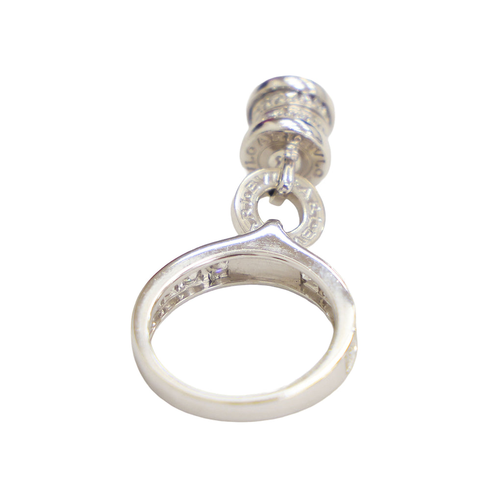 Preloved BVLGARI B-ZERO1 Element Dangle Charm 18K White Gold w Diamonds Ring Size #8 6.1g | Luxe Again Maison