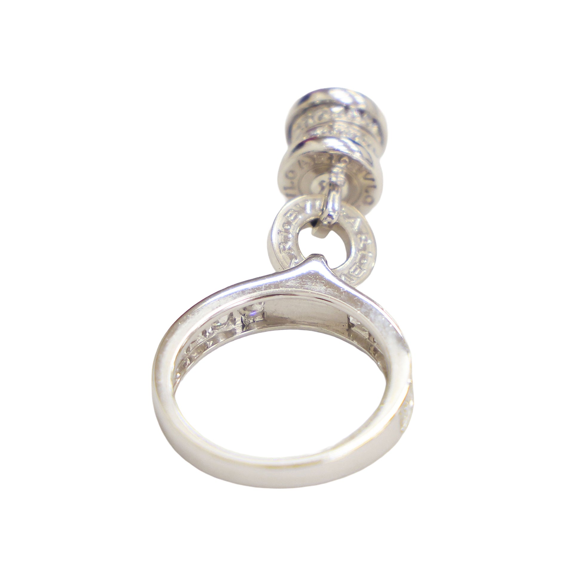 Preloved BVLGARI B-ZERO1 Element Dangle Charm 18K White Gold w Diamonds Ring Size #8 6.1g | Luxe Again Maison