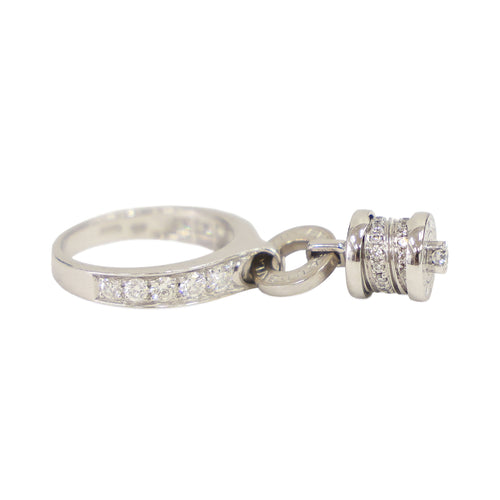 Preloved BVLGARI B-ZERO1 Element Dangle Charm 18K White Gold w Diamonds Ring Size #8 6.1g | Luxe Again Maison