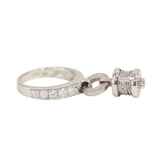 Preloved BVLGARI B-ZERO1 Element Dangle Charm 18K White Gold w Diamonds Ring Size #8 6.1g | Luxe Again Maison