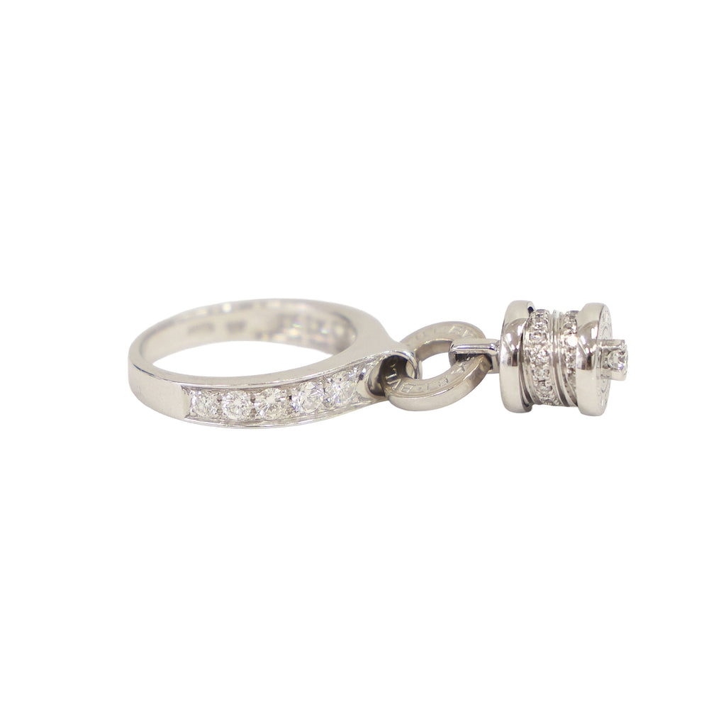 Preloved BVLGARI B-ZERO1 Element Dangle Charm 18K White Gold w Diamonds Ring Size #8 6.1g | Luxe Again Maison