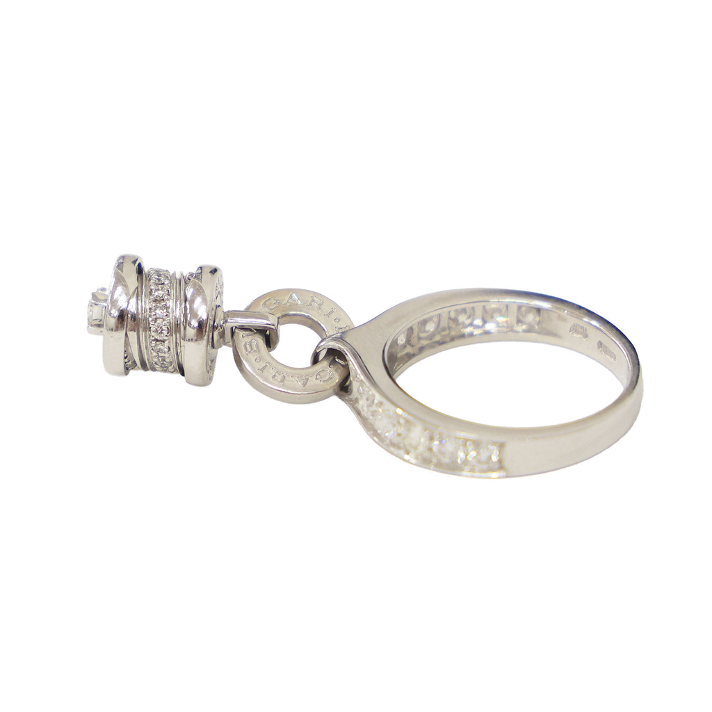Preloved BVLGARI B-ZERO1 Element Dangle Charm 18K White Gold w Diamonds Ring Size #8 6.1g | Luxe Again Maison