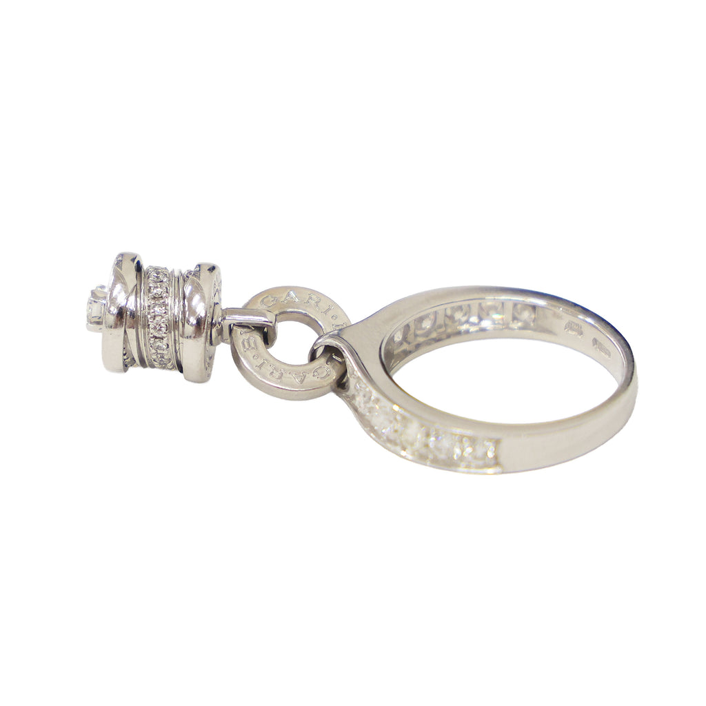 Preloved BVLGARI B-ZERO1 Element Dangle Charm 18K White Gold w Diamonds Ring Size #8 6.1g | Luxe Again Maison
