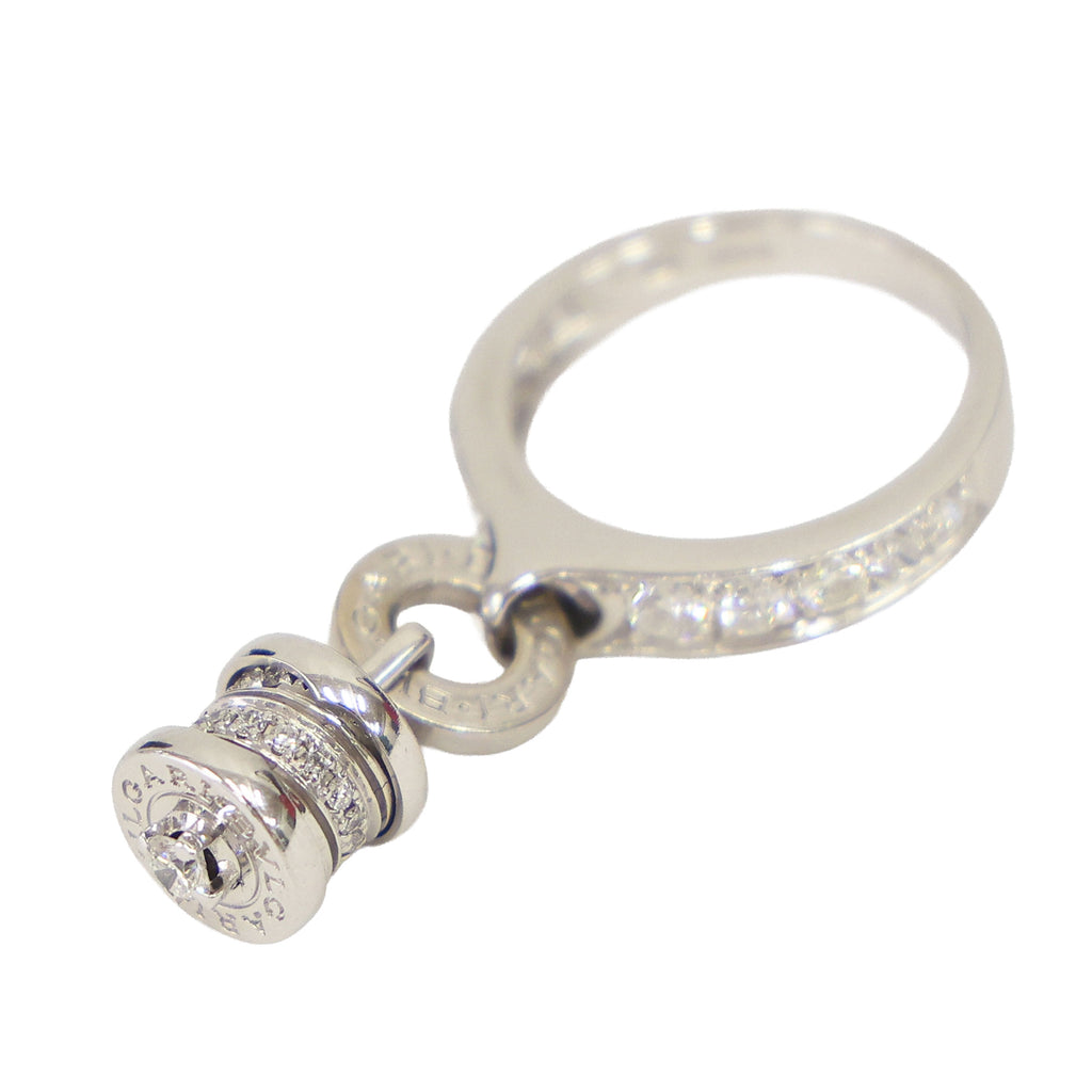 Preloved BVLGARI B-ZERO1 Element Dangle Charm 18K White Gold w Diamonds Ring Size #8 6.1g | Luxe Again Maison