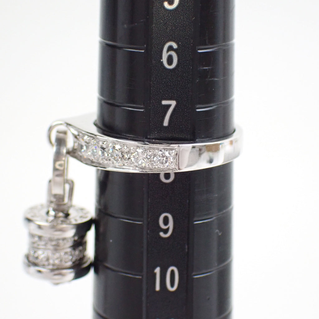 Preloved BVLGARI B-ZERO1 Element Dangle Charm 18K White Gold w Diamonds Ring Size #8 6.1g | Luxe Again Maison
