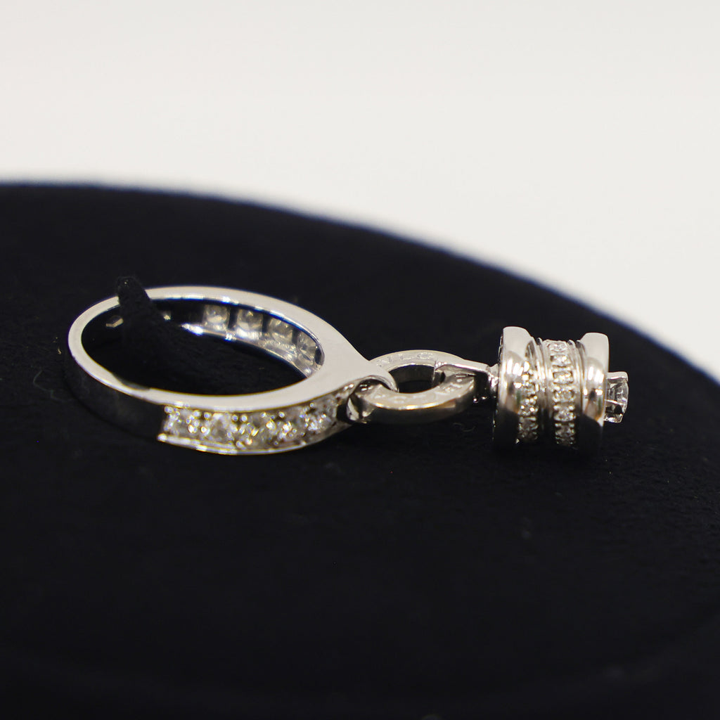 Preloved BVLGARI B-ZERO1 Element Dangle Charm 18K White Gold w Diamonds Ring Size #8 6.1g | Luxe Again Maison