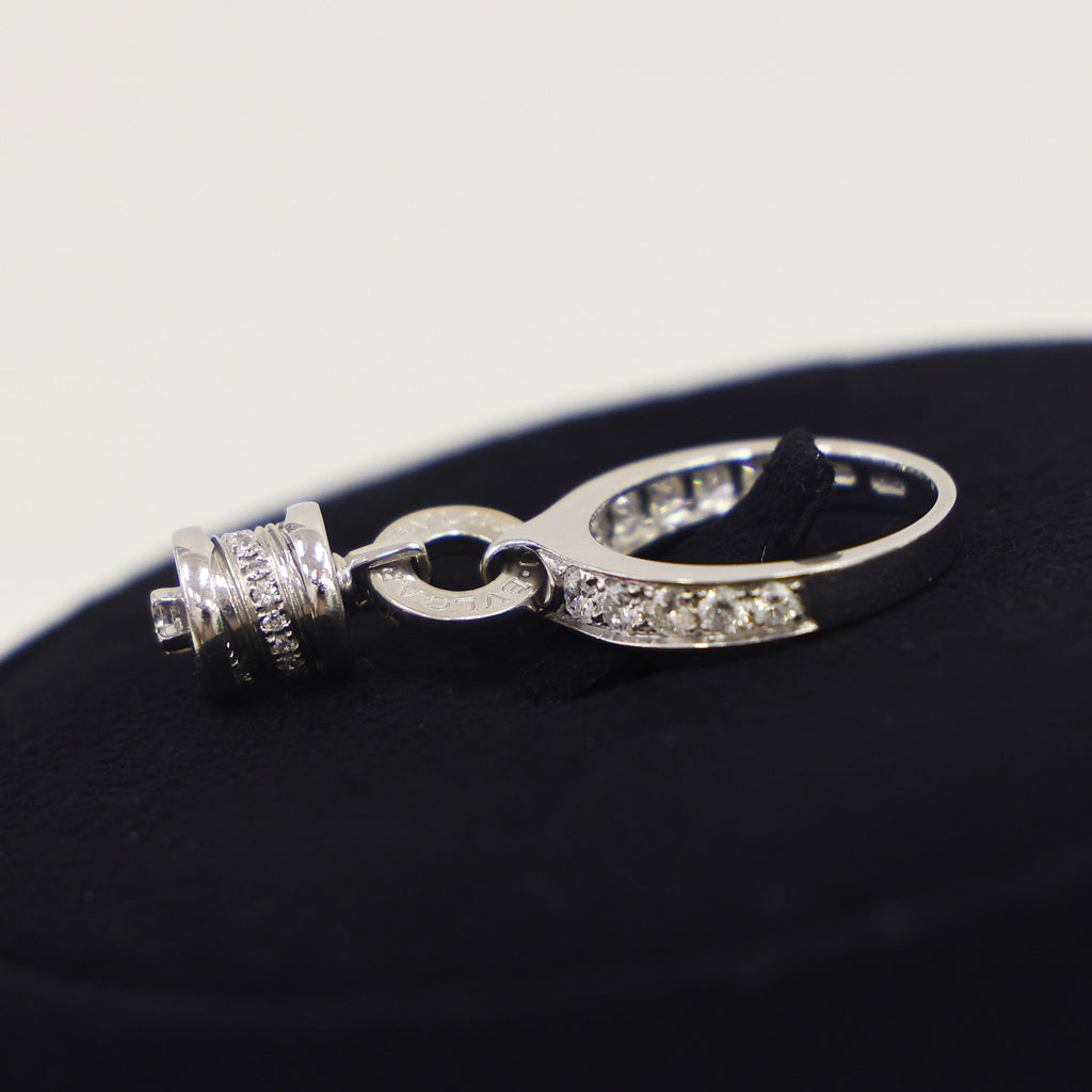 Preloved BVLGARI B-ZERO1 Element Dangle Charm 18K White Gold w Diamonds Ring Size #8 6.1g | Luxe Again Maison