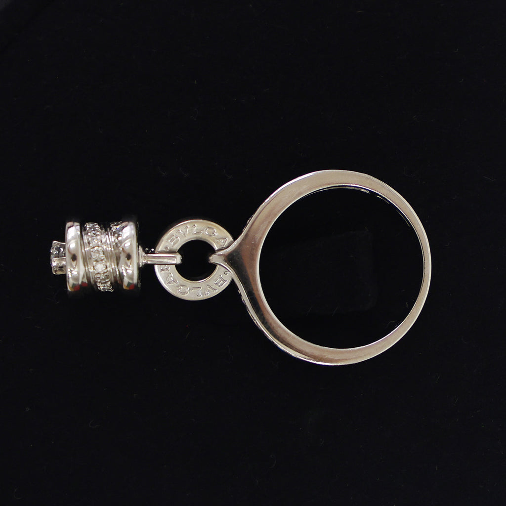 Preloved BVLGARI B-ZERO1 Element Dangle Charm 18K White Gold w Diamonds Ring Size #8 6.1g | Luxe Again Maison