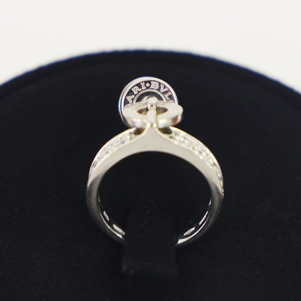 Preloved BVLGARI B-ZERO1 Element Dangle Charm 18K White Gold w Diamonds Ring Size #8 6.1g | Luxe Again Maison