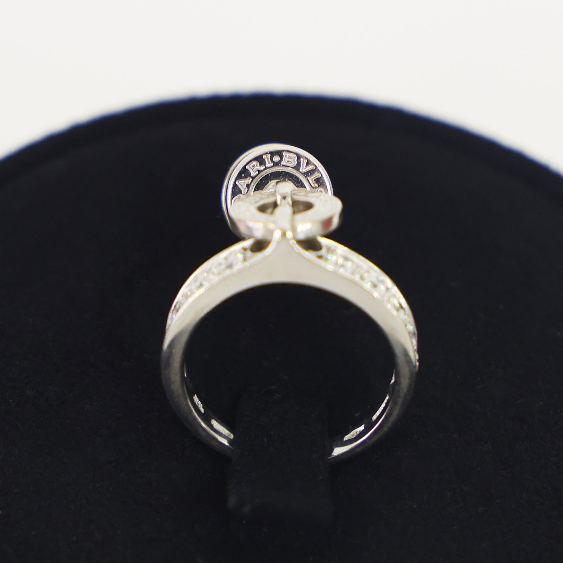 Preloved BVLGARI B-ZERO1 Element Dangle Charm 18K White Gold w Diamonds Ring Size #8 6.1g | Luxe Again Maison