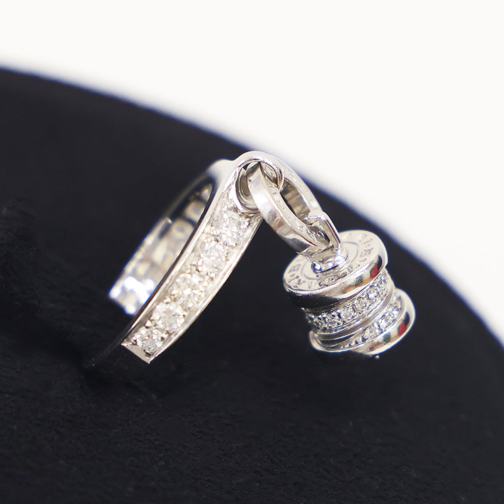 Preloved BVLGARI B-ZERO1 Element Dangle Charm 18K White Gold w Diamonds Ring Size #8 6.1g | Luxe Again Maison