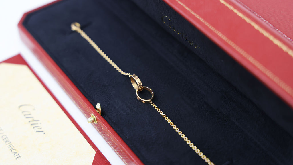 Preloved CARTIER Baby Love Bracelet 18K Rose Gold 3.7g Extra Chain Included | Luxe Again Maison