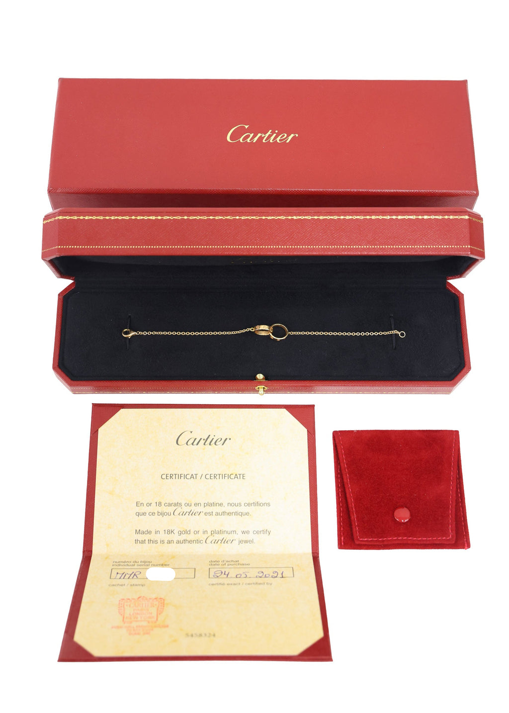 Preloved CARTIER Baby Love Bracelet 18K Rose Gold 3.7g Extra Chain Included | Luxe Again Maison
