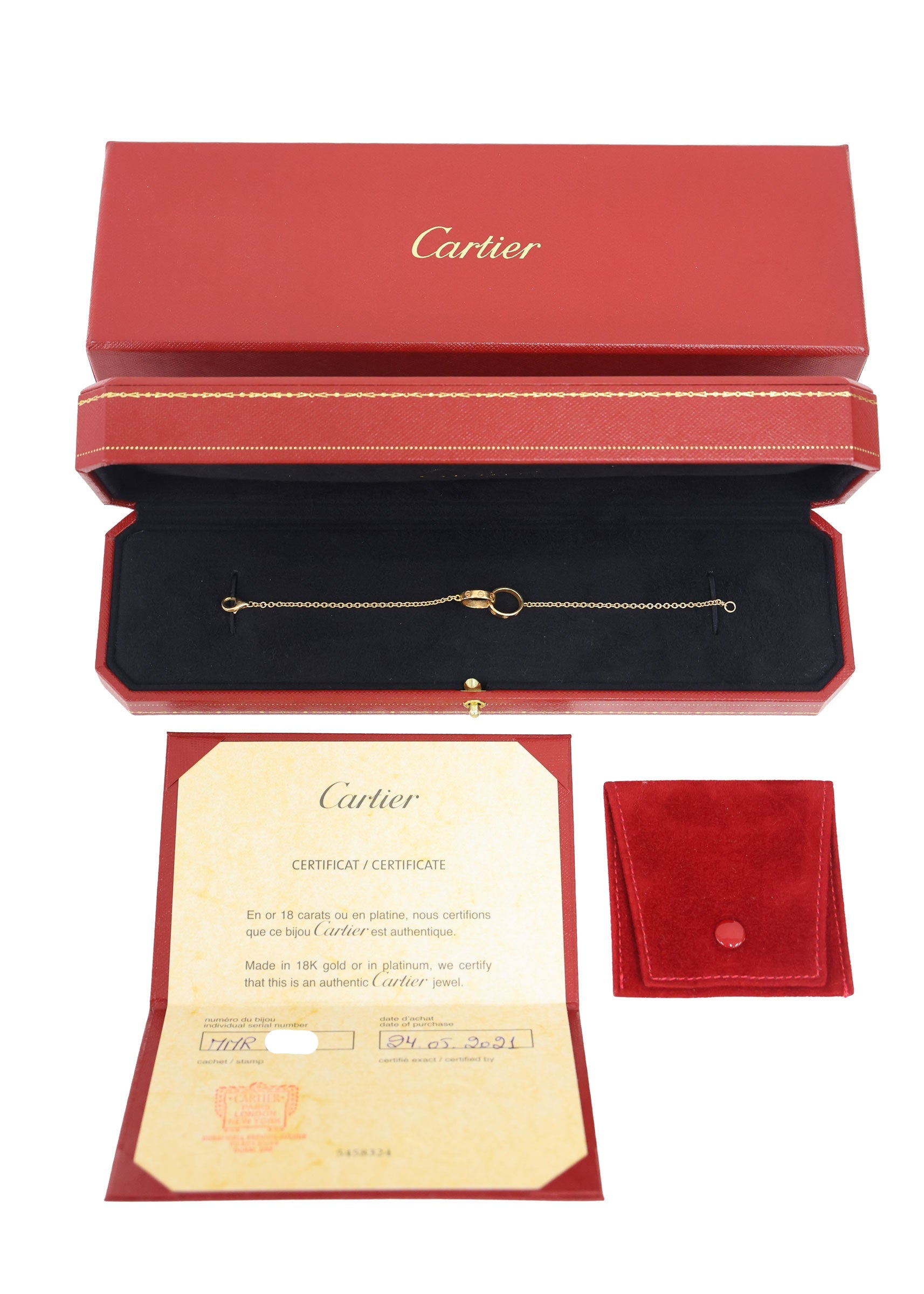 Preloved CARTIER Baby Love Bracelet 18K Rose Gold 3.7g Extra Chain Included | Luxe Again Maison