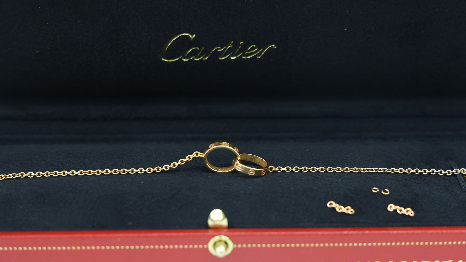 Preloved CARTIER Baby Love Bracelet 18K Rose Gold 3.7g Extra Chain Included | Luxe Again Maison