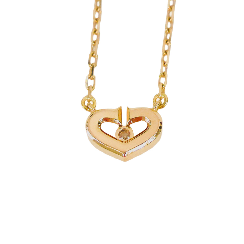 Preloved CARTIER C Heart 1P Diamond Necklace 18K Gold 4.0g | Luxe Again Maison