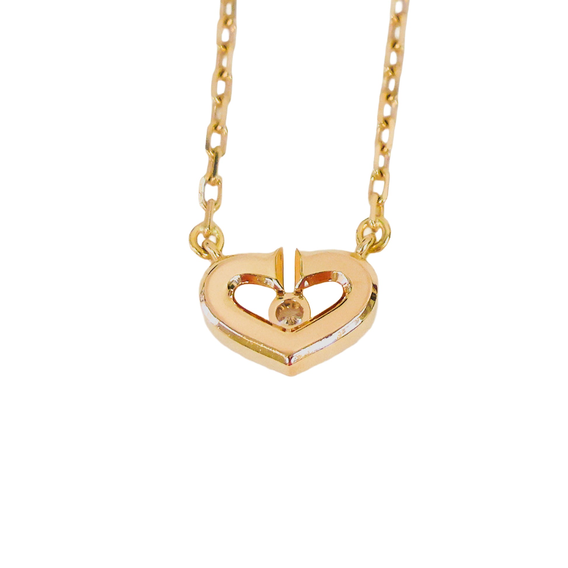 Preloved CARTIER C Heart 1P Diamond Necklace 18K Gold 4.0g | Luxe Again Maison