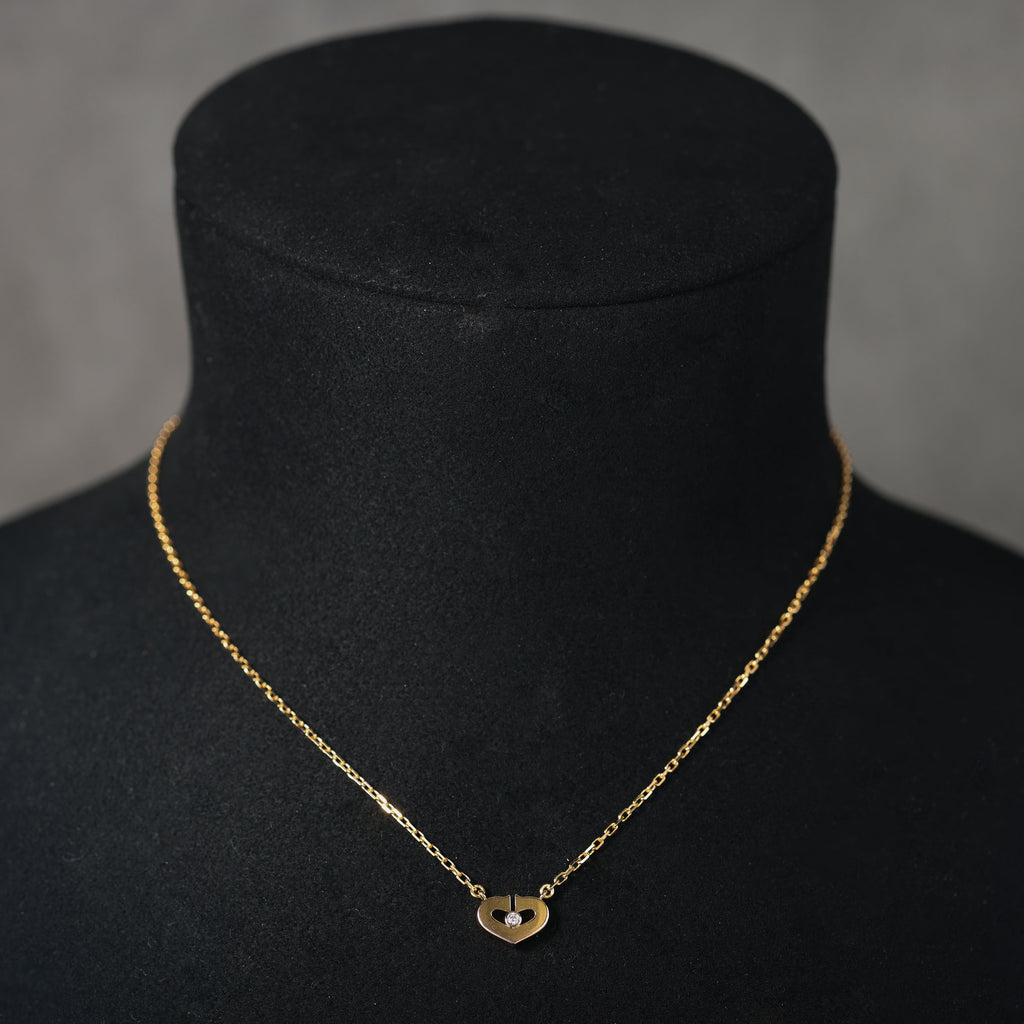 Preloved CARTIER C Heart 1P Diamond Necklace 18K Gold 4.0g | Luxe Again Maison