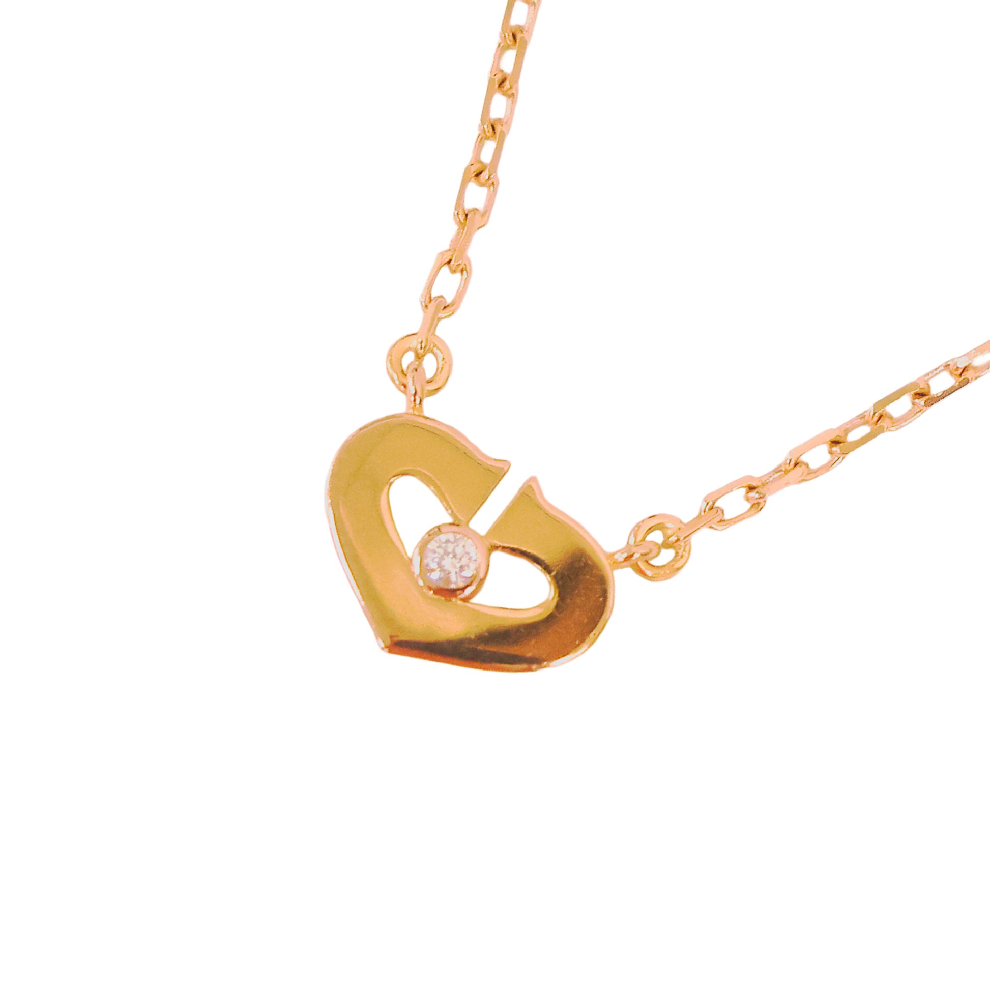Preloved CARTIER C Heart 1P Diamond Necklace 18K Gold 4.0g | Luxe Again Maison