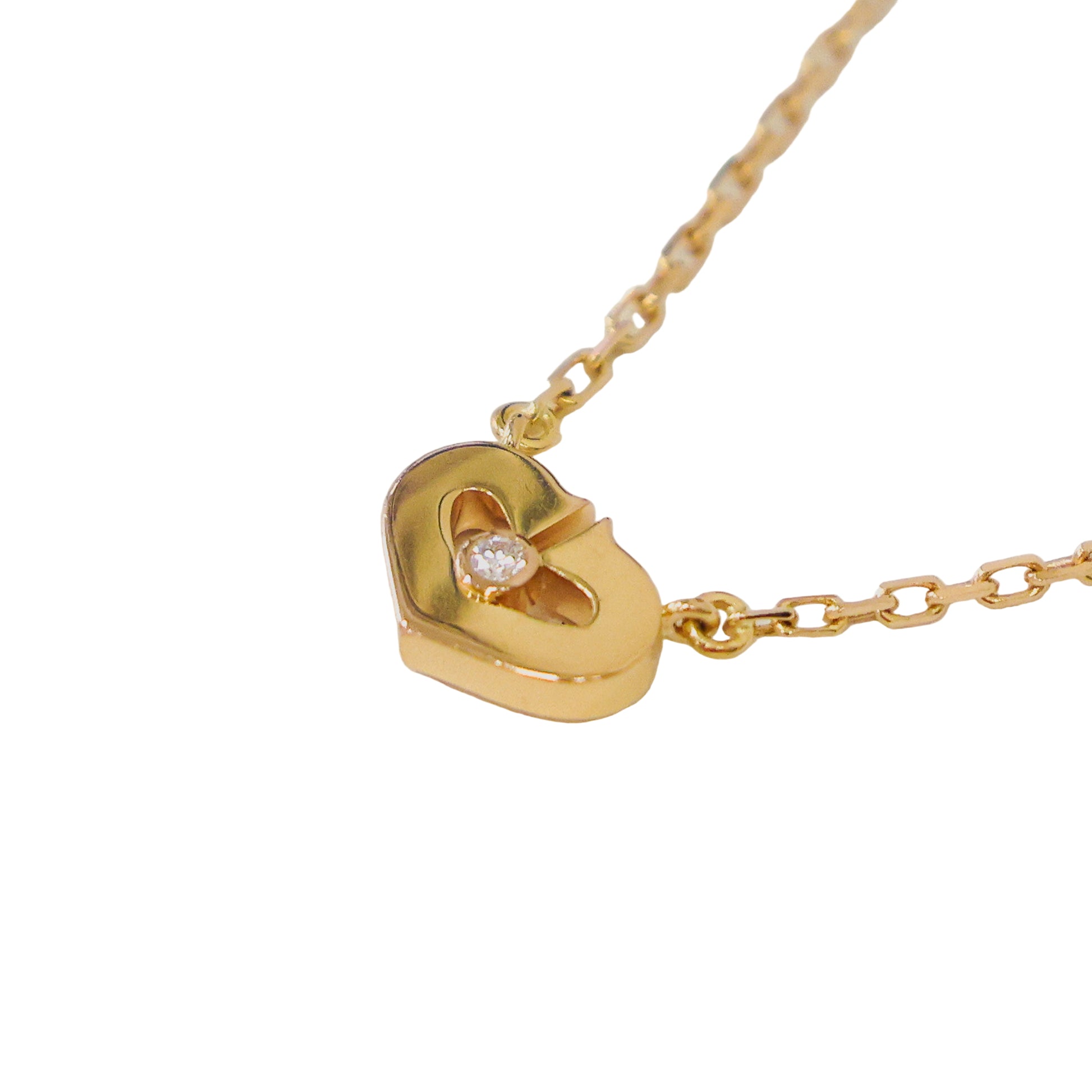 Preloved CARTIER C Heart 1P Diamond Necklace 18K Gold 4.0g | Luxe Again Maison