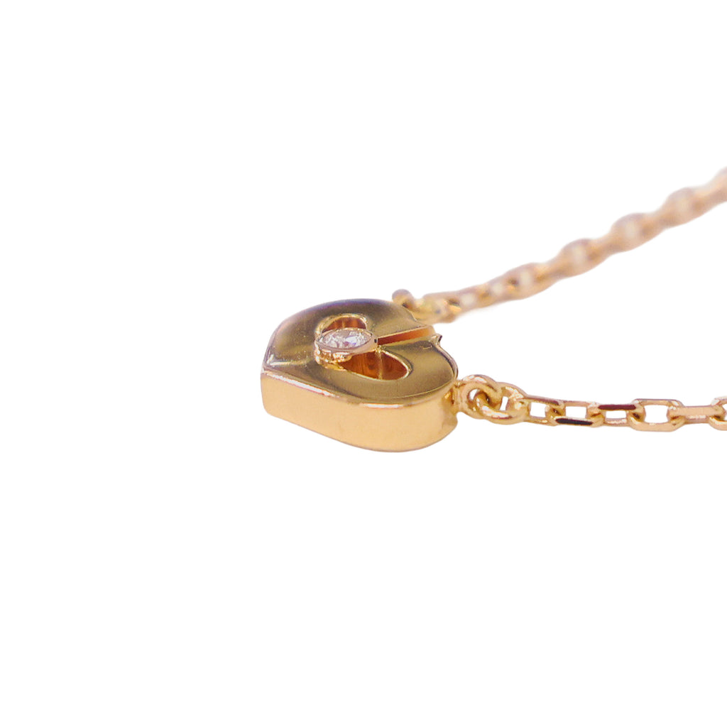 Preloved CARTIER C Heart 1P Diamond Necklace 18K Gold 4.0g | Luxe Again Maison