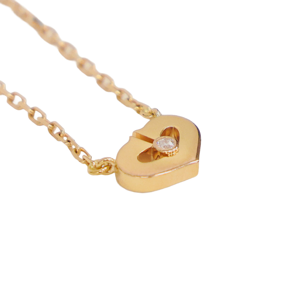Preloved CARTIER C Heart 1P Diamond Necklace 18K Gold 4.0g | Luxe Again Maison
