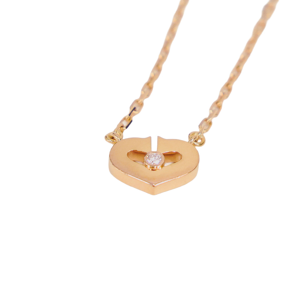Preloved CARTIER C Heart 1P Diamond Necklace 18K Gold 4.0g | Luxe Again Maison