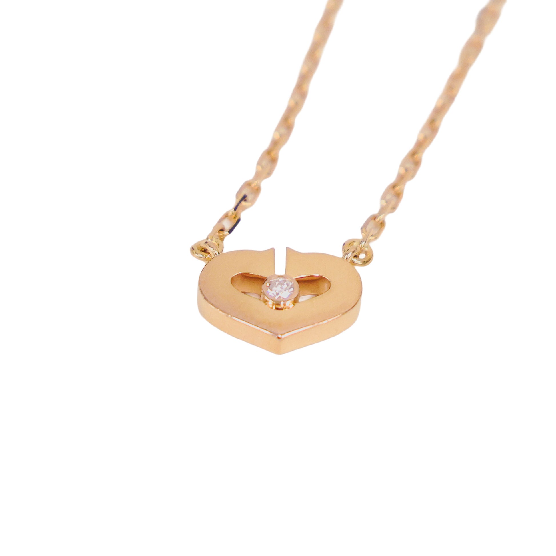 Preloved CARTIER C Heart 1P Diamond Necklace 18K Gold 4.0g | Luxe Again Maison