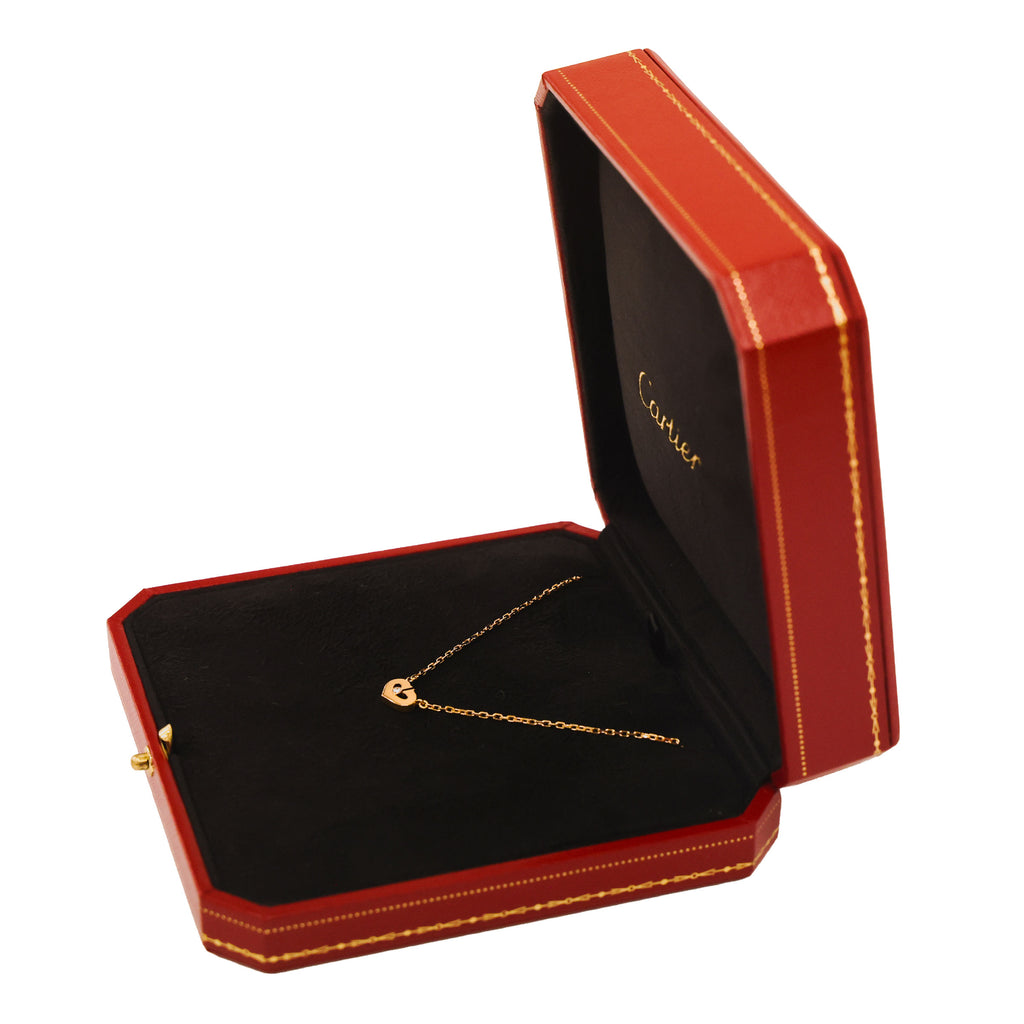 Preloved CARTIER C Heart 1P Diamond Necklace 18K Gold 4.0g | Luxe Again Maison