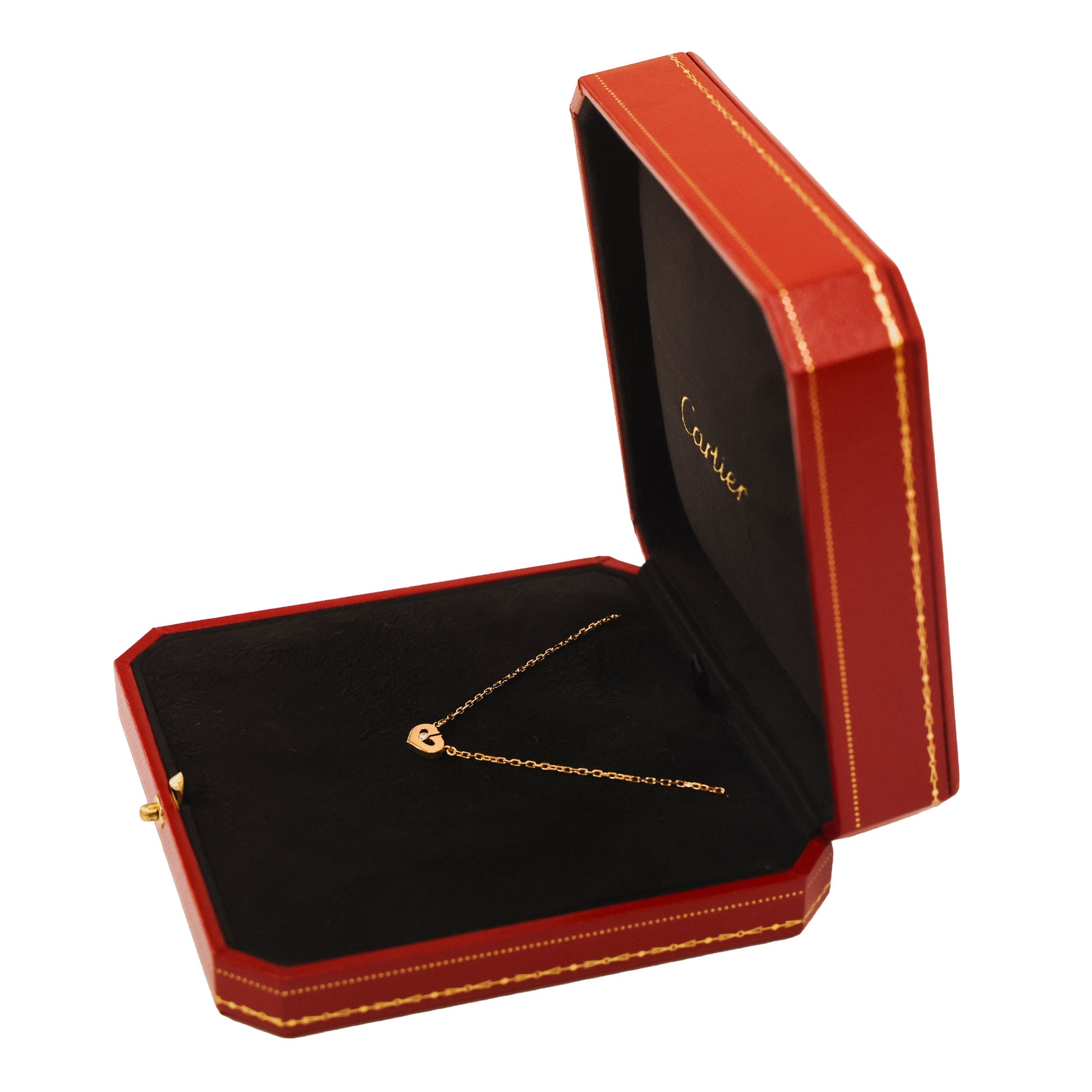 Preloved CARTIER C Heart 1P Diamond Necklace 18K Gold 4.0g | Luxe Again Maison