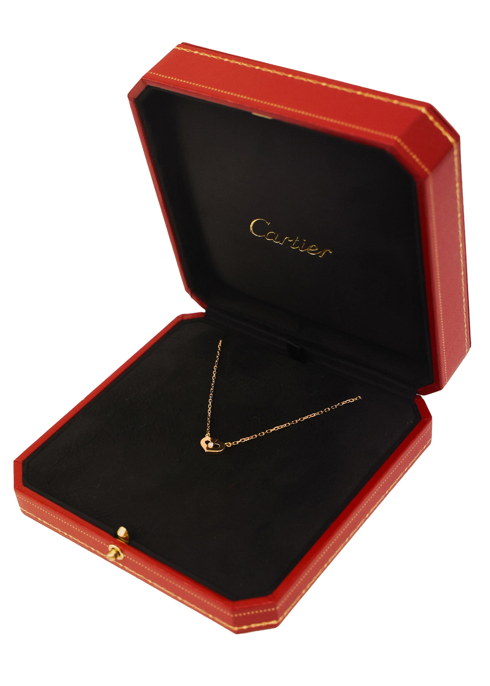 Preloved CARTIER C Heart 1P Diamond Necklace 18K Gold 4.0g | Luxe Again Maison