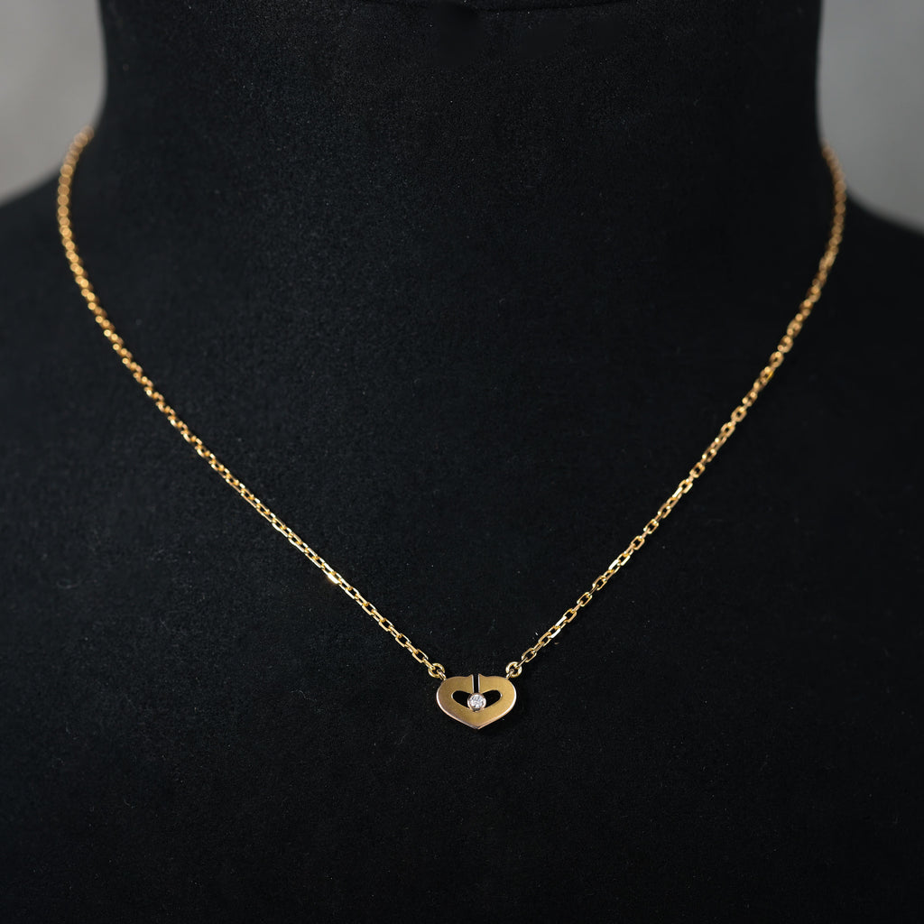 Preloved CARTIER C Heart 1P Diamond Necklace 18K Gold 4.0g | Luxe Again Maison