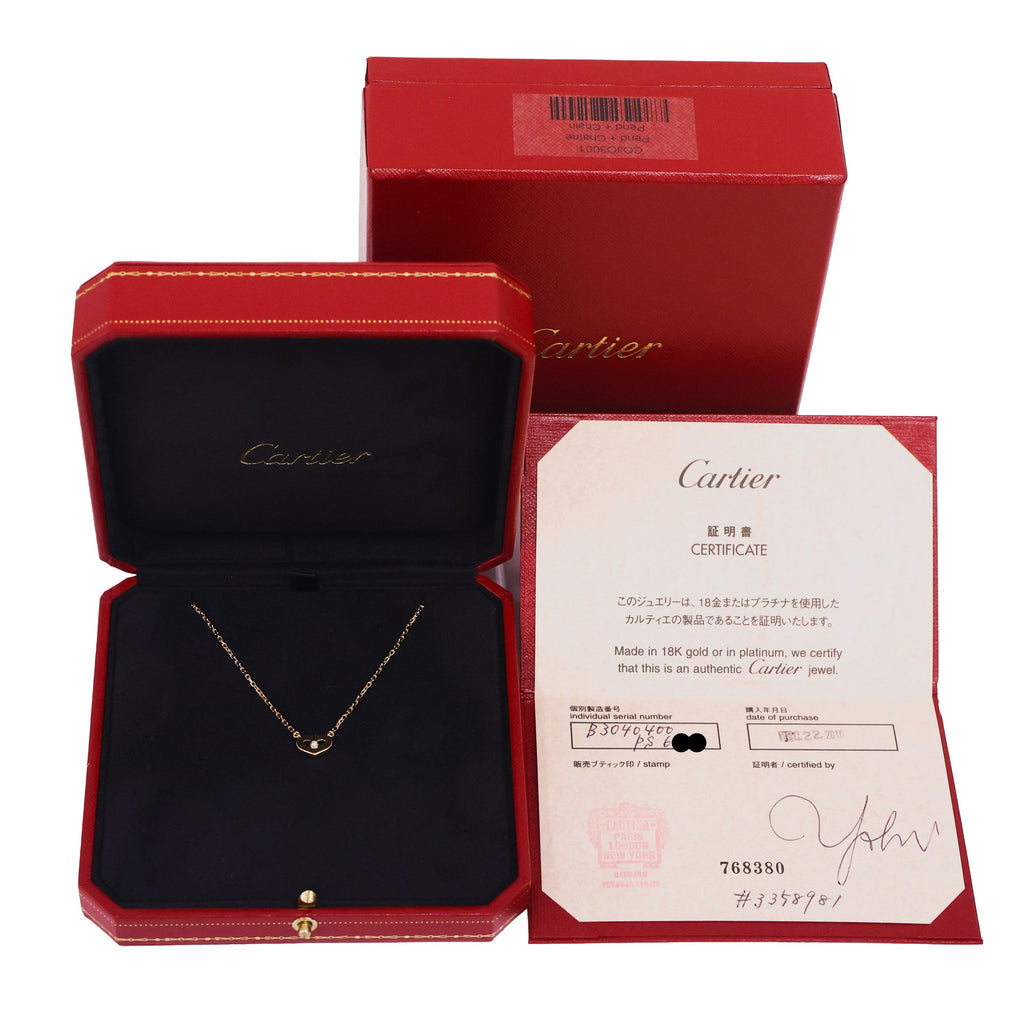 Preloved CARTIER C Heart 1P Diamond Necklace 18K Gold 4.0g | Luxe Again Maison