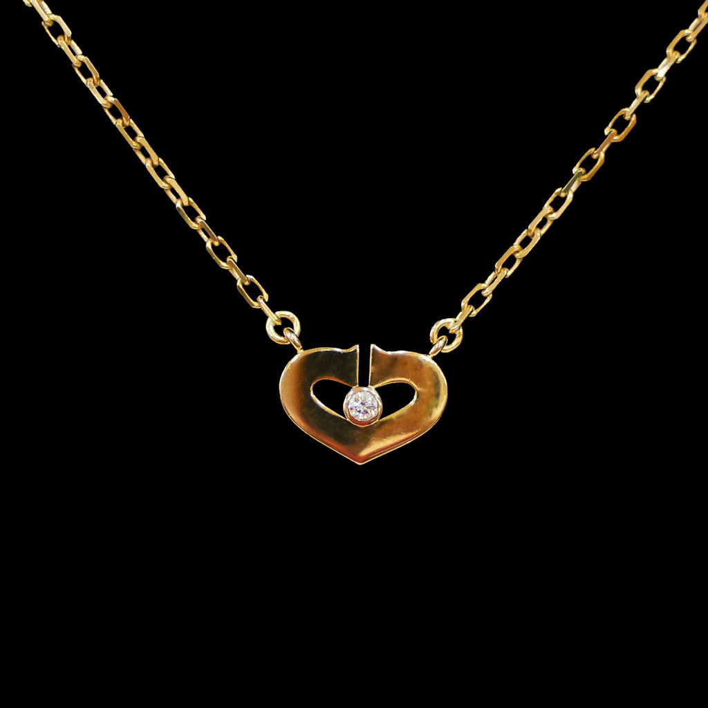 Preloved CARTIER C Heart 1P Diamond Necklace 18K Gold 4.0g | Luxe Again Maison