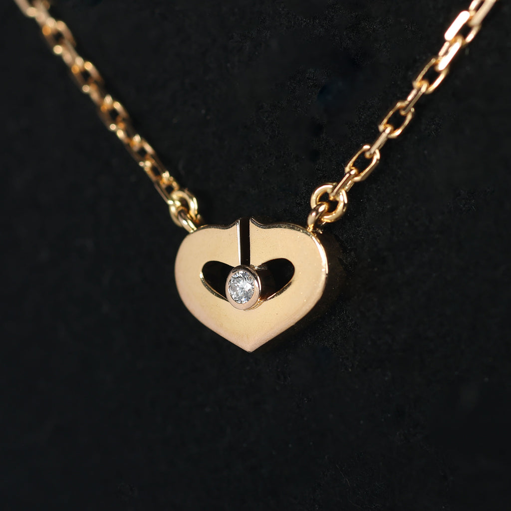 Preloved CARTIER C Heart 1P Diamond Necklace 18K Gold 4.0g | Luxe Again Maison